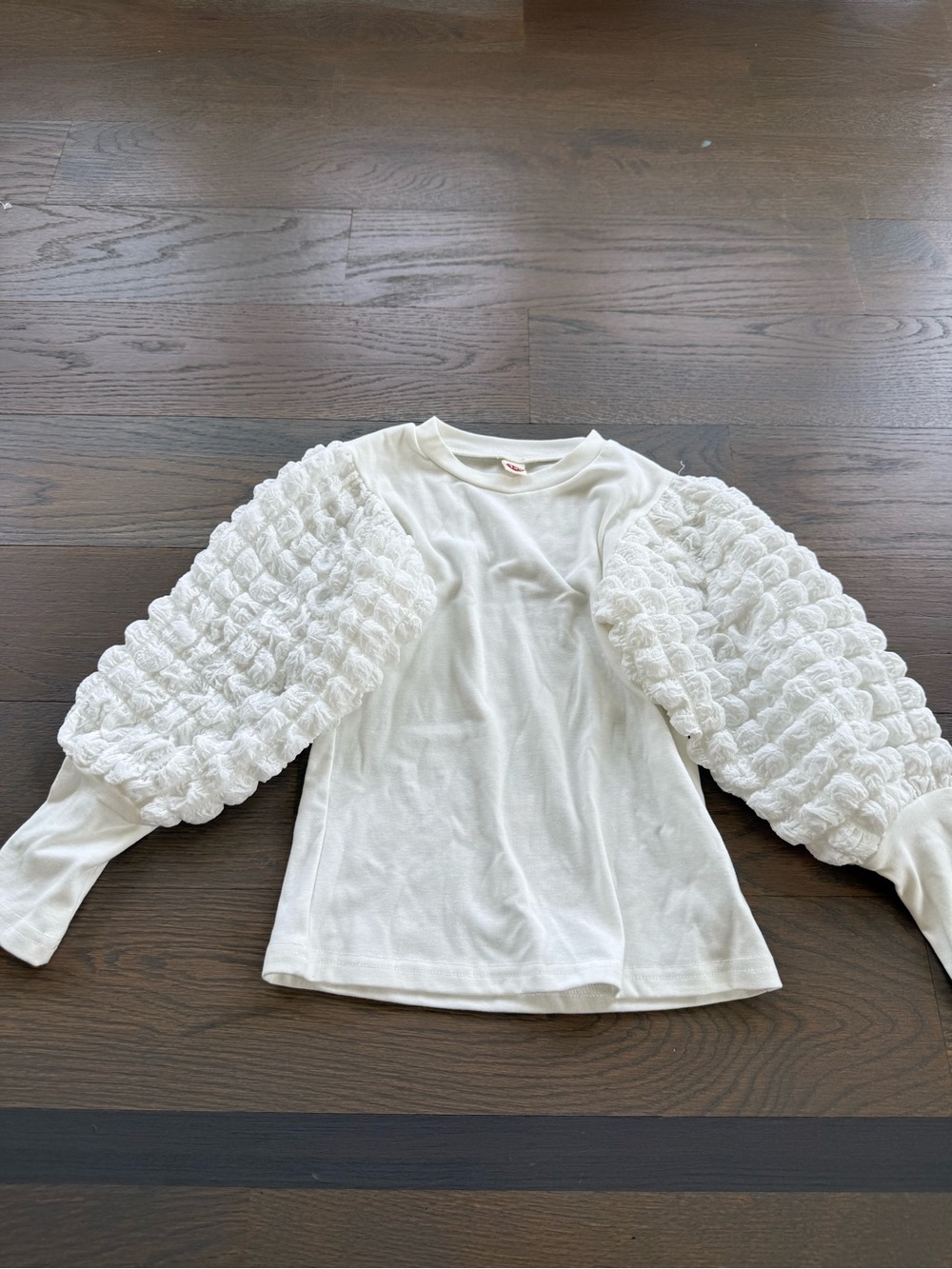 Girls White Puff Sleeve Top